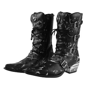 NEW ROCK WEST NEGRO ACERO VINTAGE RASPADO Černá 41